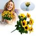 Mothers Day Gifts Sunflowers Decorations Home Sunflower Bouquet Artificial Sunflower Bouquet Decoration Artificial Flower With Leaves Silk For Home Office Parties And Wedding