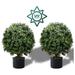 24 T Artificial Boxwood Topiary Tree Set of 2 -Pre-Potted Artificial Bushes UV Resistant Artificial topiariy Trees for Outdoor or Indoor