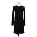 MICHAEL Michael Kors Casual Dress - Sheath Crew Neck Long sleeves: Black Solid Dresses - Women's Size X-Small