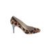 Talbots Heels: Pumps Stilleto Boho Chic Brown Leopard Print Shoes - Women's Size 7 1/2 - Round Toe