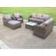 Fimous Rattan Garden Furniture Set Lounge Sofa Reclining Chair Love Seat Sofa Footstool Patio Outdoor Dark Grey