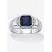 Men's Big & Tall 1.27 Cttw Platinum-Plated Silver Created Blue Sapphire Diamond Accent Ring by PalmBeach Jewelry in Blue (Size 12)