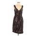 Banana Republic Cocktail Dress - Party V-Neck Sleeveless: Brown Solid Dresses - Women's Size 10