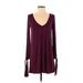 Lulus Casual Dress - Mini: Burgundy Print Dresses - Women's Size X-Small