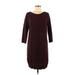 Old Navy Casual Dress - Sweater Dress Scoop Neck 3/4 sleeves: Burgundy Solid Dresses - Women's Size Medium