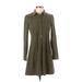 1.State Casual Dress - Mini Collared Long sleeves: Green Solid Dresses - Women's Size 2