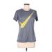Nike Active T-Shirt: Gray Metallic Activewear - Women's Size Medium