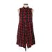 Limited Edition Casual Dress - Shirtdress Collared Sleeveless: Red Plaid Dresses - Women's Size 12