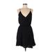 Express Casual Dress - Wrap V-Neck Sleeveless: Black Solid Dresses - Women's Size Medium