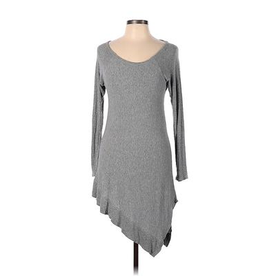 Neiman Marcus Casual Dress - Sweater Dress Scoop Neck 3/4 sleeves: Gray Print Dresses - Women's Size Large