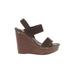 Steve Madden Wedges: Brown Print Shoes - Women's Size 8 - Open Toe