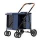 Pet Travel Stroller Foldable Cart Carriage Dog Strollers for Large Dogs, Pet Dog Stroller Folding Large Space Dog Pram Pushchair Luxury Multi Carrier for Cat Dog and More (Color : Blue)