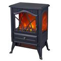 Neo 900W / 1800W Freestanding Electric Fire Stove Heater Burner Realistic Flame Effect (Black)