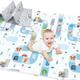 CANMALCHI Foldable Large Baby Play Mat, Foam Soft Reversible Kids Crawling Mat for Floor, Double-Sided Baby Activity Play Mat for Children, Toddlers, Waterproof, Non-Slip(200x180x1.5cm)