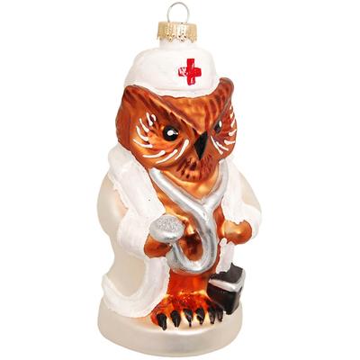 Christbaumschmuck KREBS GLAS LAUSCHA "Glasornament Eule "Krankenschwester", Höhe ca. 11 cm", bunt, Glas, Weihnachtsbaumschmuck, Weihnachtsdeko, Weihnachtsbaumkugel, Christbaumkugeln aus Glas Image