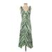 Proenza Schouler White Label Casual Dress - Midi V Neck Sleeveless: Green Zebra Print Dresses - Women's Size 0