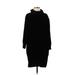 ATM Casual Dress - Sweater Dress Turtleneck Long sleeves: Black Solid Dresses - Women's Size Small