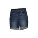 DKNY Denim Shorts: Blue Solid Mid-Length Bottoms - Women's Size 27 - Sandwash