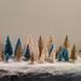 The Holiday Aisle® Desktop Miniature Christmas Trees Mini Pine Tree w/ Snow & Wood Base For Xmas Holiday Party Home Tabletop Decor Wood/Plastic | Wayfair