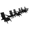 Beachcrest Home™ Laprade 12 Piece Modern Poly Folding Adirondack Chair w/ Ottoman & Outdoor Side Table Plastic in Black | Wayfair