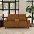 Flexsteel Walter 76" Leather Match Square Arm Reclining Loveseat Leather Match in Brown | 43 H x 76 W x 39 D in | Wayfair 1125-64PH-918-72
