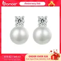 BAMOER-Boucles d'oreilles à tige de perle d'eau douce en argent regardé 925 Moissanite Boucles