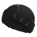 Chapeau tricoté à 3 anneaux en métal pour femme 9 couleurs à la mode chapeau Cool et pur Hip Hop