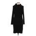 Donna Morgan Casual Dress - Sweater Dress High Neck Long sleeves: Black Print Dresses - Women's Size Large