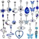 1PCS Royal Blue Belly Button Rings 14G Planet Navel Piercing Barbell Jewelry Heart Belly Rings Cute