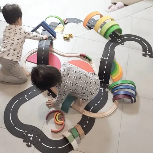 Kinder DIY Verkehrs Fahrbahn Track Puzzle Spielzeug für Kinder Straßenbau Autobahn Spielzeug