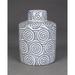 Aa Importing Blue And White Circles Cylindrical Jar With Lid - 8.5 X 6 X 6 inches