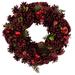 Red Pinecone, Berry and Ornament Christmas Wreath, 13.5-Inch, Unlit