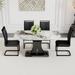 Imitation Marble Tabletop Table with 4 PU Backrest Cushions Chairs