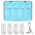 Rechargeable Battery Pack for Wii/Wii U Remote Controller 4 Pack 2800mAh Replacement Batteries and 4 Ports Charger Station for Wii/Wii U Remote Controller Battery Pack