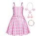 Tosmy Girl Clothes Pink Dress Birthday Party With Accessories Set Kids Party Dress