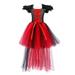 Tosmy Toddler Kids Baby Girl Clothes Magnificent Witch Rainbow Black Gown Fancy Dress Up Party Tulle Dresses Kids Party Dress