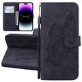 Dteck Wallet Case for iPhone SE 2020/SE 2022/iPhone 8/iPhone 7 Women Butterfly Embossed PU Leather Stand Card Slots Wrist Strap Flip Folio Cover for iPhone 7/8/SE3/SE2 4.7 Inch Black