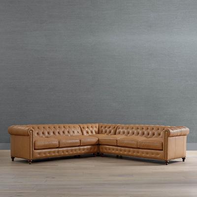 Logan Chesterfield 3-pc. Sofa Sectional - Truffle Tilly Performance - Frontgate