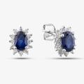 9ct White Gold Oval Cut Sapphire & Cubic Zirconia Halo Stud Earrings D152308WB