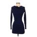 Dorothy Perkins Casual Dress - Bodycon Cowl Neck Long sleeves: Blue Color Block Dresses - Women's Size 34