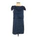 Alice + Olivia Casual Dress - Shift Crew Neck Short sleeves: Blue Print Dresses - Women's Size Small