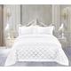 BQC 3 Piece Camden Quilted Bedspread Bedding Set 100% Microfiber Satin Jacquard Includes Comforter & 2 Pillow Shams Easy Care (White, King)