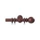 Wooden Pole Ball Finial Curtain Hanging Pole Set Dark Oak 240cm