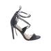 Cape Robbin Heels: Strappy Stilleto Cocktail Party Black Print Shoes - Women's Size 8 - Open Toe