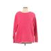 Lands' End Pullover Sweater: Pink Color Block Tops - Women's Size Large
