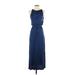 Ann Taylor LOFT Casual Dress - Midi High Neck Sleeveless: Blue Solid Dresses - Women's Size 2X-Small Petite