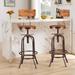 Williston Forge Jasicianna Swivel Solid Wood Adjustable Height Short Counter Stool Wood/Metal in Brown | 18.97 W x 18.97 D in | Wayfair