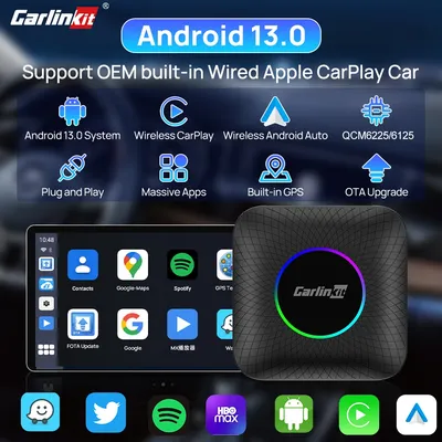 QCM6125 CarlinKit Smart TV Box CarPlay Ai Box Android 13 8G 128G filaire vers sans fil CarPlay