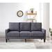 Dark Grey Fabric Upholstered Sofa w/ Sofa Covers, 3 Seat Straight Row Couch w/ Removable Storage Box & Square Arms, Living Room