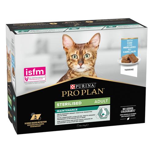 10x75g Kabeljau PURINA PRO PLAN Sterilised Adult Maintenance Katzenfutter nass